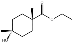 Cyclohexanecarboxyli?c acid, 4-?hydroxy-?1,?4-?dimethyl-?, ethyl ester, trans- Struktur