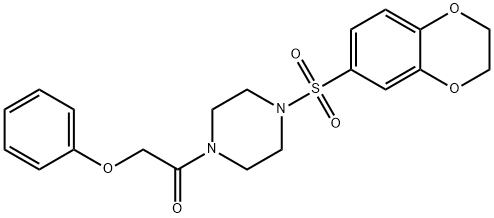 Ethanone, 1-[4-[(2,3-dihydro-1,4-benzodioxin-6-yl)sulfonyl]-1-piperazinyl]-2-phenoxy- Struktur