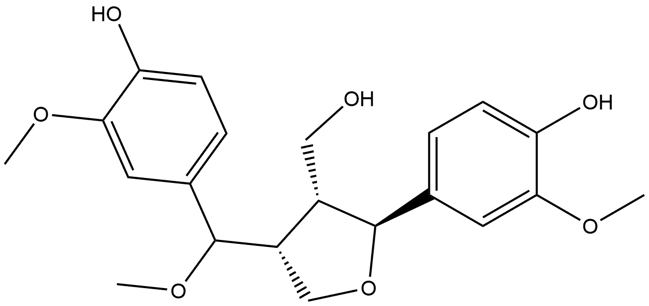 3-Furanmethanol, tetrahydro-2-(4-hydroxy-3-methoxyphenyl)-4-[(4-hydroxy-3-methoxyphenyl)methoxymethyl]-, (2S,3R,4R)- Struktur