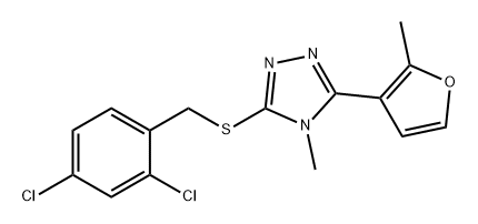 4H-1,2,4-Triazole, 3-[[(2,4-dichlorophenyl)methyl]thio]-4-methyl-5-(2-methyl-3-furanyl)- Struktur