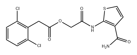 Benzeneacetic acid, 2,6-dichloro-, 2-[[3-(aminocarbonyl)-2-thienyl]amino]-2-oxoethyl ester Struktur