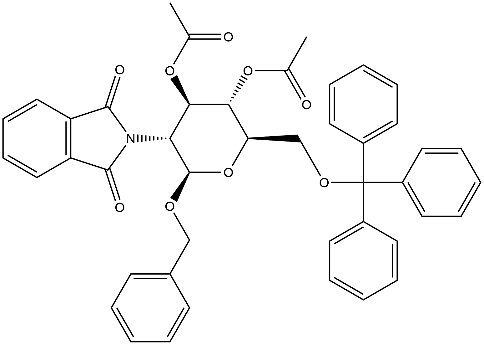 Benzyl 3,4-di-O-acetyl-2-deoxy-2-phthalimido-6-O-trityl-β-D-glucopyranoside Struktur