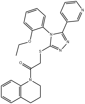 Ethanone, 1-(3,4-dihydro-1(2H)-quinolinyl)-2-[[4-(2-ethoxyphenyl)-5-(3-pyridinyl)-4H-1,2,4-triazol-3-yl]thio]- Struktur