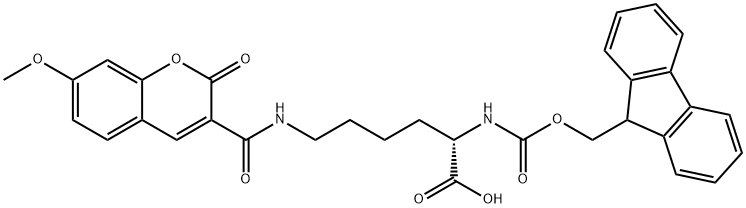 L-Lysine, N2-[(9H-fluoren-9-ylmethoxy)carbonyl]-N6-[(7-methoxy-2-oxo-2H-1-benzopyran-3-yl)carbonyl]- Struktur