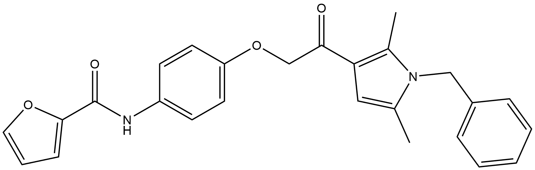 N-[4-[2-[2,5-Dimethyl-1-(phenylmethyl)-1H-pyrrol-3-yl]-2-oxoethoxy]phenyl]-2-furancarboxamide Struktur