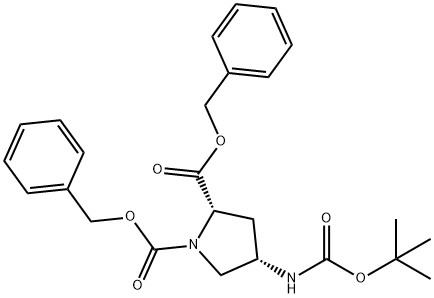 1,2-Pyrrolidinedicarboxylic acid, 4-[[(1,1-dimethylethoxy)carbonyl]amino]-, 1,2-bis(phenylmethyl) ester, (2S,4S)- Struktur