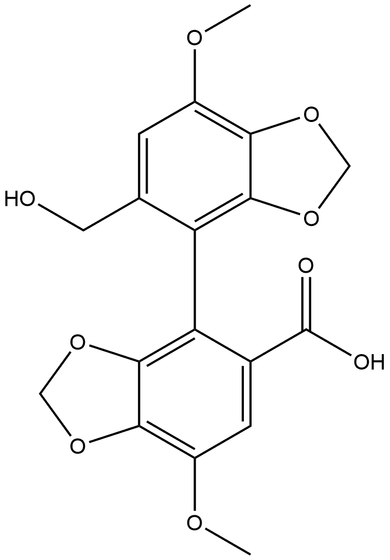 [4,4'-Bi-1,3-benzodioxole]-5-carboxylic acid, 5'-(hydroxymethyl)-7,7'-dimethoxy-, (+)- (9CI) Struktur