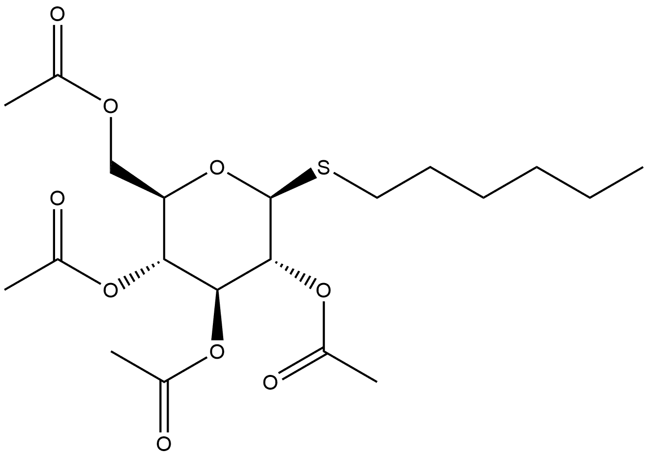 β-D-Glucopyranoside, hexyl 1-thio-, tetraacetate (9CI) Struktur