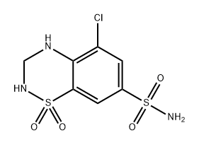 2H-1,2,4-Benzothiadiazine-7-sulfonamide, 5-chloro-3,4-dihydro-, 1,1-dioxide Struktur