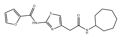 4-Thiazoleacetamide, N-cycloheptyl-2-[(2-furanylcarbonyl)amino]- Struktur