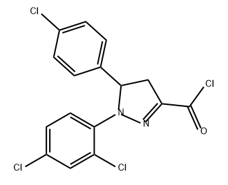 1H-Pyrazole-3-carbonyl chloride, 5-(4-chlorophenyl)-1-(2,4-dichlorophenyl)-4,5-dihydro- Struktur