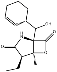 6-Oxa-2-azabicyclo[3.2.0]heptane-3,7-dione, 1-[(S)-(1S)-2-cyclohexen-1-ylhydroxymethyl]-4-ethyl-5-methyl-, (1R,4R,5S)- Struktur