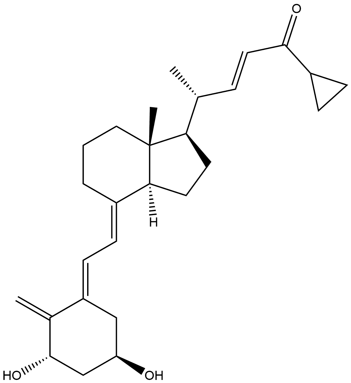 9,10-Secochola-5,7,10(19),22-tetraen-24-one, 24-cyclopropyl-1,3-dihydroxy-, (1α,3β,5E,7E,22E)- (9CI) Struktur