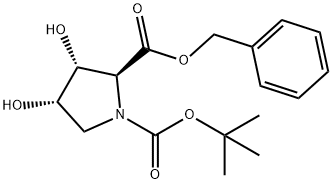 1,2-Pyrrolidinedicarboxylic acid, 3,4-dihydroxy-, 1-(1,1-dimethylethyl) 2-(phenylmethyl) ester, (2S,3R,4S)- Struktur