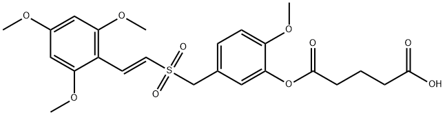 Pentanedioic acid, 1-[2-methoxy-5-[[[(1E)-2-(2,4,6-trimethoxyphenyl)ethenyl]sulfonyl]methyl]phenyl] ester Struktur