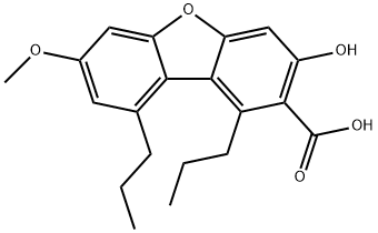 2-Dibenzofurancarboxylic acid, 3-hydroxy-7-methoxy-1,9-dipropyl- Struktur