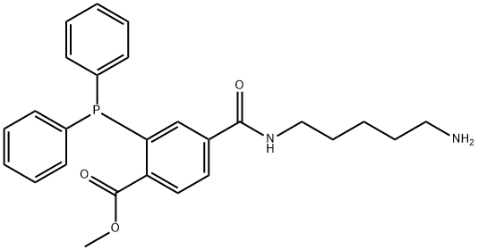 Benzoic acid, 4-[[(5-aminopentyl)amino]carbonyl]-2-(diphenylphosphino)-, methyl ester Struktur