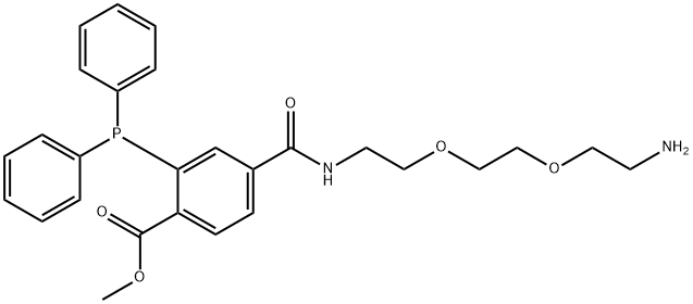 Benzoic acid, 4-[[[2-[2-(2-aminoethoxy)ethoxy]ethyl]amino]carbonyl]-2-(diphenylphosphino)-, methyl ester Struktur