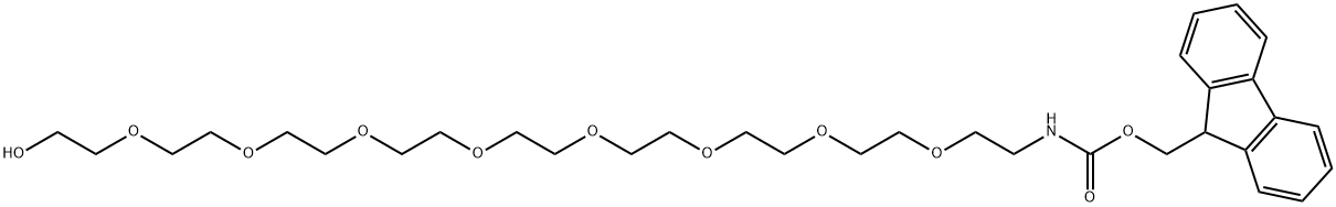 5,8,11,14,17,20,23,26-Octaoxa-2-azaoctacosanoic acid, 28-hydroxy-,9H-fluoren-9-ylmethyl ester Struktur