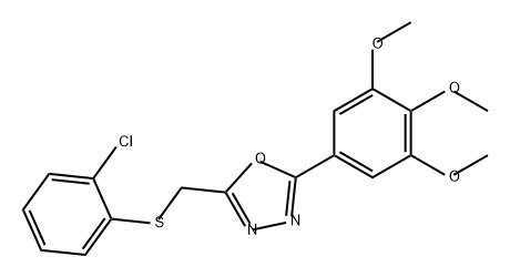 1,3,4-Oxadiazole, 2-[[(2-chlorophenyl)thio]methyl]-5-(3,4,5-trimethoxyphenyl)- Struktur