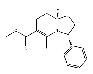 7H-Oxazolo[3,2-a]pyridine-6-carboxylic acid, 2,3,8,8a-tetrahydro-5-methyl-3-phenyl-, methyl ester, (3S,8aR)- Struktur