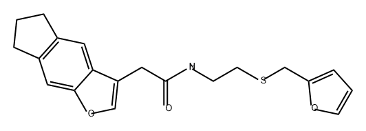 5H-Indeno[5,6-b]furan-3-acetamide, N-[2-[(2-furanylmethyl)thio]ethyl]-6,7-dihydro- Struktur