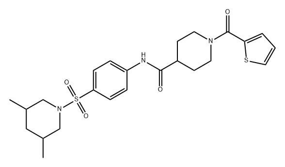 4-Piperidinecarboxamide, N-[4-[(3,5-dimethyl-1-piperidinyl)sulfonyl]phenyl]-1-(2-thienylcarbonyl)- Struktur