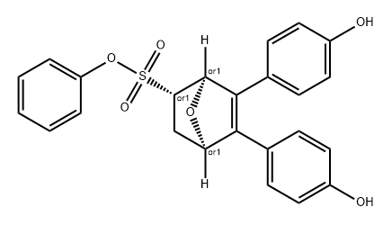 7-Oxabicyclo[2.2.1]hept-5-ene-2-sulfonic acid, 5,6-bis(4-hydroxyphenyl)-, phenyl ester, (1R,2S,4R)-rel- Struktur