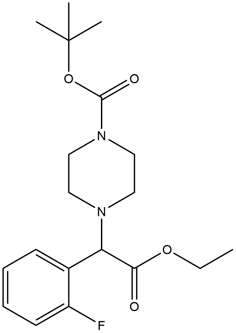 1-Piperazineacetic acid, 4-[(1,1-dimethylethoxy)carbonyl]-α-(2-fluorophenyl)-, ethyl ester Struktur