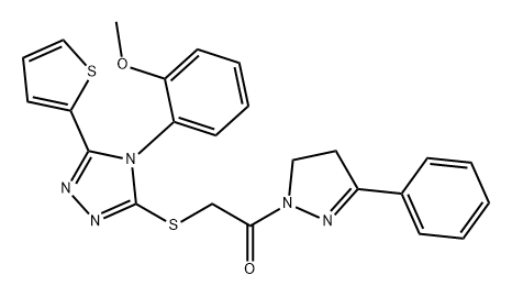 Ethanone, 1-(4,5-dihydro-3-phenyl-1H-pyrazol-1-yl)-2-[[4-(2-methoxyphenyl)-5-(2-thienyl)-4H-1,2,4-triazol-3-yl]thio]- Struktur