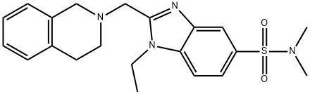 1H-Benzimidazole-5-sulfonamide, 2-[(3,4-dihydro-2(1H)-isoquinolinyl)methyl]-1-ethyl-N,N-dimethyl- Struktur