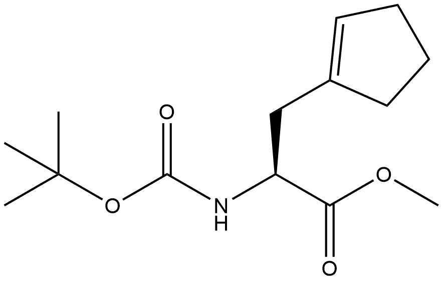 1-Cyclopentene-1-propanoic acid, α-[[(1,1-dimethylethoxy)carbonyl]amino]-, methyl ester, (αS)- Struktur