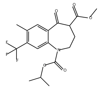 1H-1-Benzazepine-1,4-dicarboxylic acid, 2,3,4,5-tetrahydro-7-methyl-5-oxo-8-(trifluoromethyl)-, 4-methyl 1-(1-methylethyl) ester Struktur