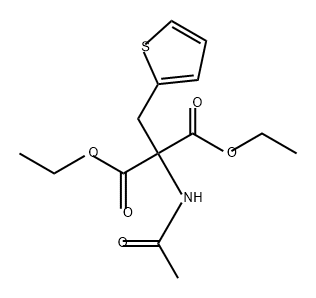 Propanedioic acid, 2-(acetylamino)-2-(2-thienylmethyl)-, 1,3-diethyl ester Struktur