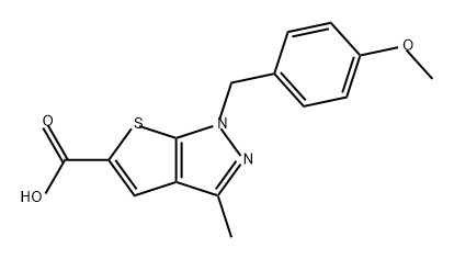 1H-Thieno[2,3-c]pyrazole-5-carboxylic acid, 1-[(4-methoxyphenyl)methyl]-3-methyl- Struktur