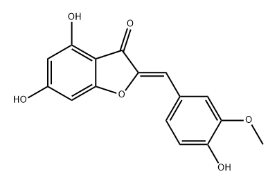 3(2H)-Benzofuranone, 4,6-dihydroxy-2-[(4-hydroxy-3-methoxyphenyl)methylene]-, (2Z)- Struktur