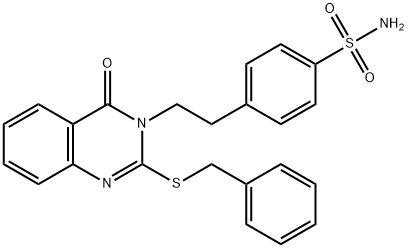 Benzenesulfonamide, 4-[2-[4-oxo-2-[(phenylmethyl)thio]-3(4H)-quinazolinyl]ethyl]- Struktur