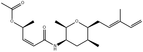 2-Pentenamide, 4-(acetyloxy)-N-[(2R,3R,5S,6S)-tetrahydro-2,5-dimethyl-6-[(2E)-3-methyl-2,4-pentadien-1-yl]-2H-pyran-3-yl]-, (2Z,4S)- Struktur