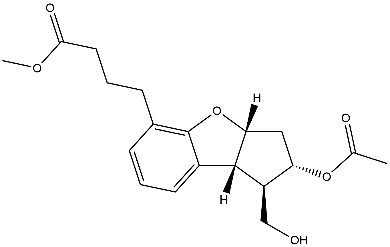 rel-Methyl (1R,2S,3aR,8bR)-2-(acetyloxy)-2,3,3a,8b-tetrahydro-1-(hydroxymethyl)-1H-cyclopenta[b]benzofuran-5-butanoate Struktur