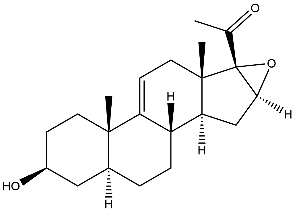 Pregn-9(11)-en-20-one, 16,17-epoxy-3-hydroxy-, (3β,5α,16α)- (9CI) Struktur