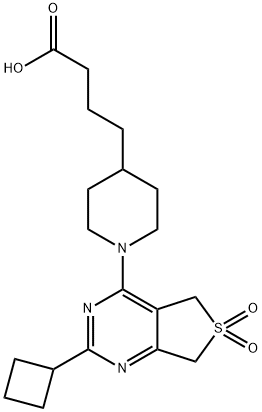 4-Piperidinebutanoic acid, 1-(2-cyclobutyl-5,7-dihydro-6,6-dioxidothieno[3,4-d]pyrimidin-4-yl)- Struktur