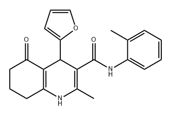 3-Quinolinecarboxamide, 4-(2-furanyl)-1,4,5,6,7,8-hexahydro-2-methyl-N-(2-methylphenyl)-5-oxo- Struktur