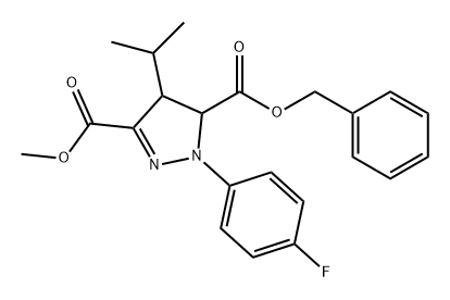 1H-Pyrazole-3,5-dicarboxylic acid, 1-(4-fluorophenyl)-4,5-dihydro-4-(1-methylethyl)-, 3-methyl 5-(phenylmethyl) ester Struktur