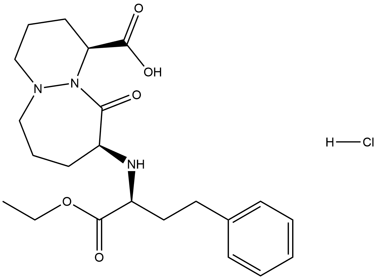 6H-Pyridazino[1,2-a][1,2]diazepine-1-carboxylic acid, 9-[[1-(ethoxycarbonyl)-3-phenylpropyl]amino]octahydro-10-oxo-, monohydrochloride, [1S-[1α,9α(R*)]]- Struktur