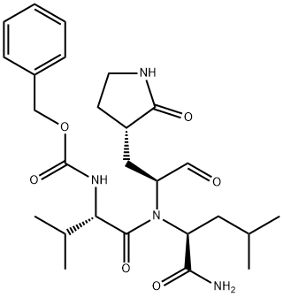 L-Leucinamide, N-[(phenylmethoxy)carbonyl]-L-valyl-N-[(1S)-1-formyl-2-[(3S)-2-oxo-3-pyrrolidinyl]ethyl]- Struktur