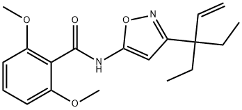 Benzamide, N-[3-(1,1-diethyl-2-propen-1-yl)-5-isoxazolyl]-2,6-dimethoxy- Struktur