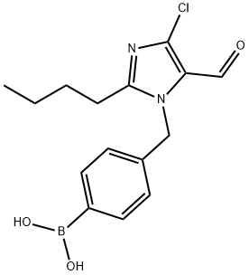 Boronic acid, B-[4-[(2-butyl-4-chloro-5-formyl-1H-imidazol-1-yl)methyl]phenyl]- Struktur