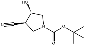 1-Pyrrolidinecarboxylic acid, 3-cyano-4-hydroxy-, 1,1-dimethylethyl ester, (3S,4S)- Struktur