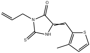 (5Z)-5-[(3-methylthiophen-2-yl)methylidene]-3-prop-2-enyl-2-sulfanylideneimidazolidin-4-one Struktur