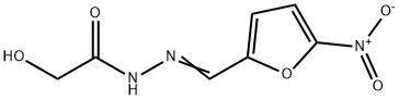 Acetic acid, 2-hydroxy-, 2-[(5-nitro-2-furanyl)methylene]hydrazide Struktur